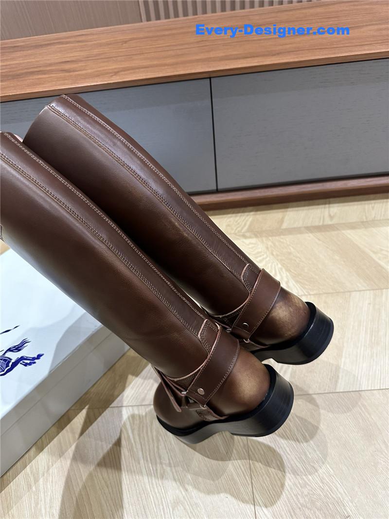 Burberry Leather Saddle High Boots