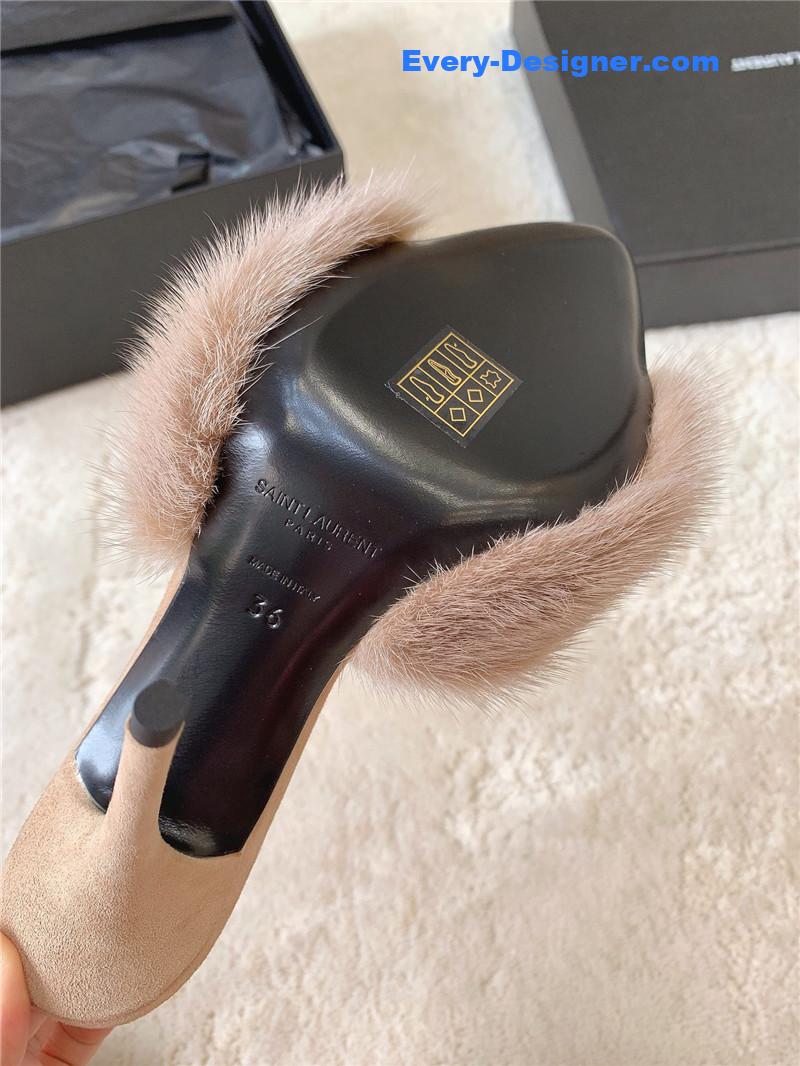 Y51 mink high heels