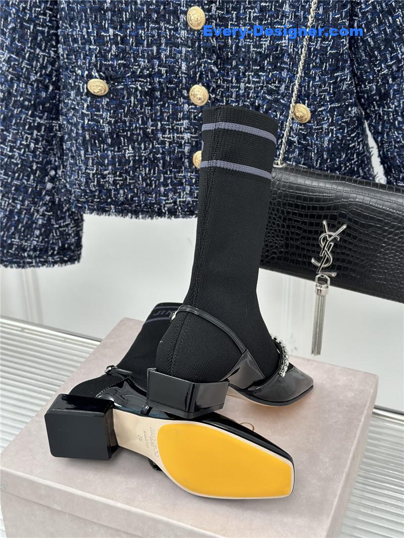 Jimmy Choo Knit Patent Leather Socks Boots