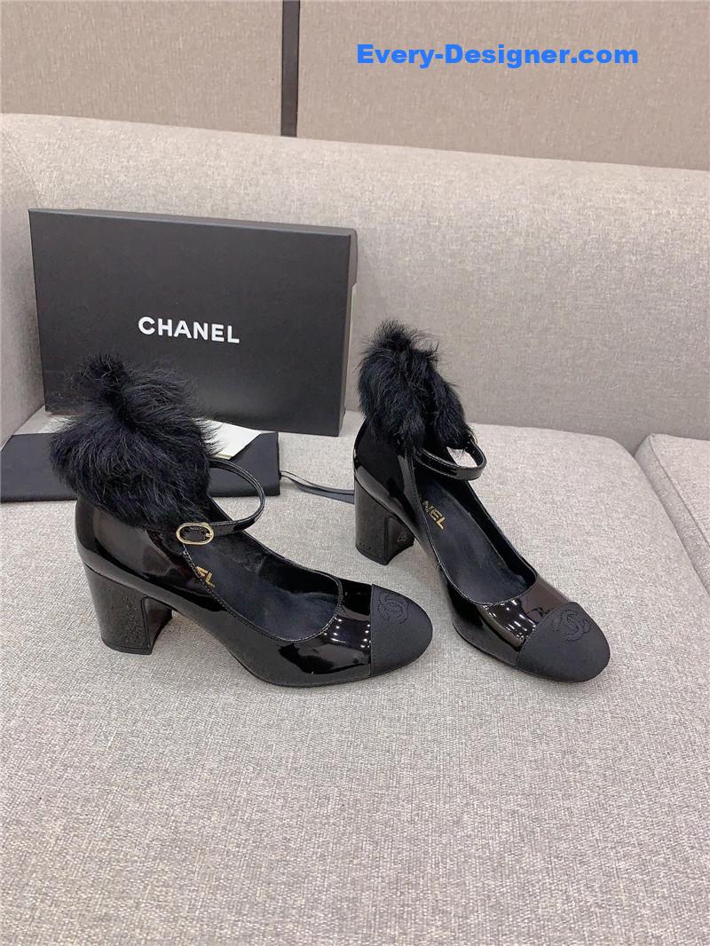Chanel new furry high heels