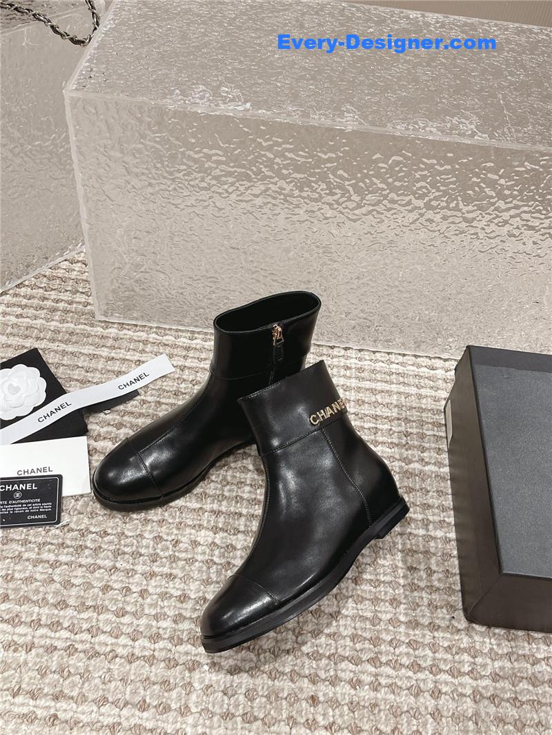 Chanel Flat Calfskin Zip Ankle Boots