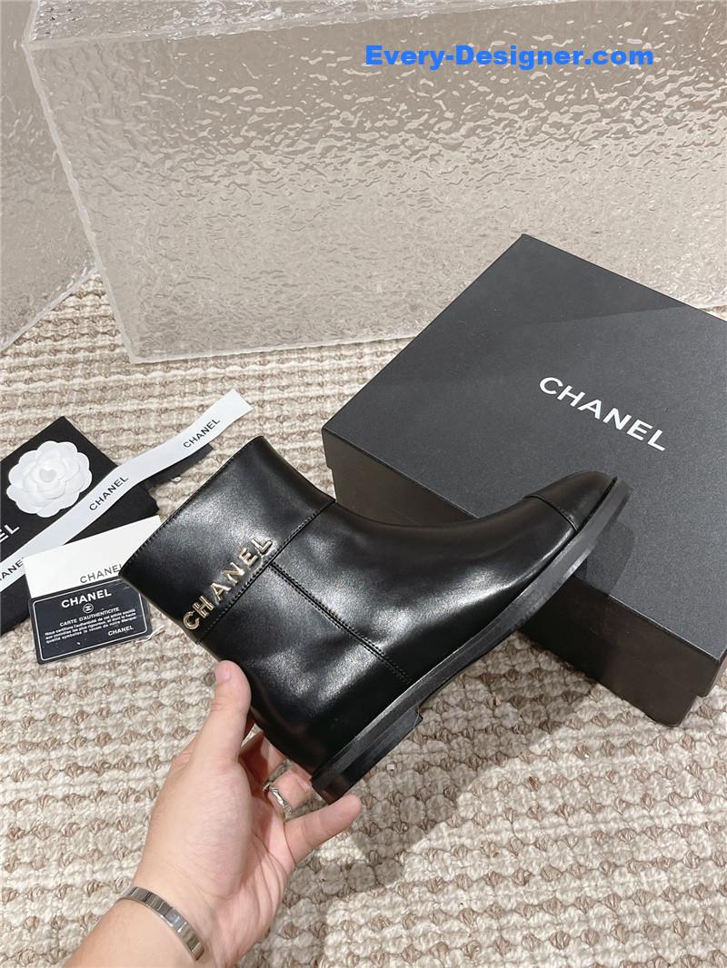 Chanel Flat Calfskin Zip Ankle Boots