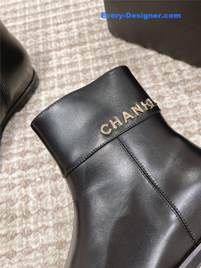 Chanel Flat Calfskin Zip Ankle Boots