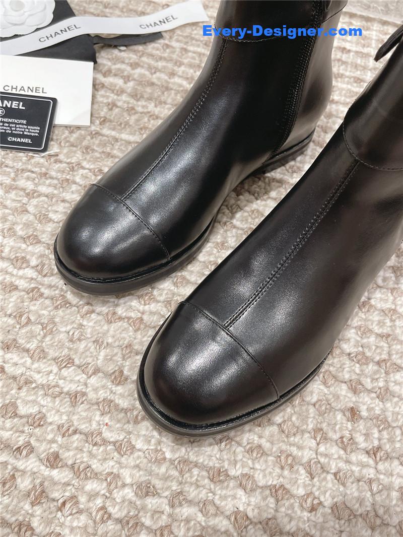 Chanel Flat Calfskin Zip Ankle Boots