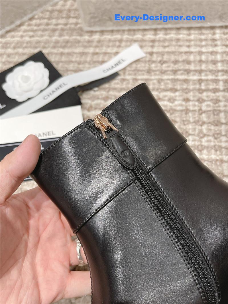 Chanel Flat Calfskin Zip Ankle Boots