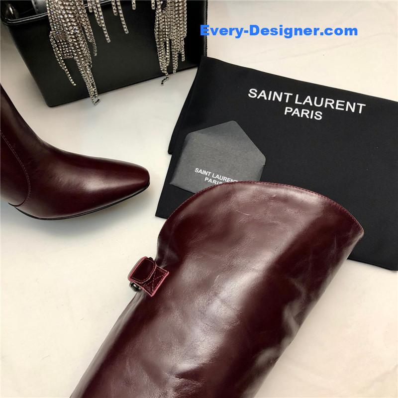 Sa1nt Lau*nt brown over-the-knee boots