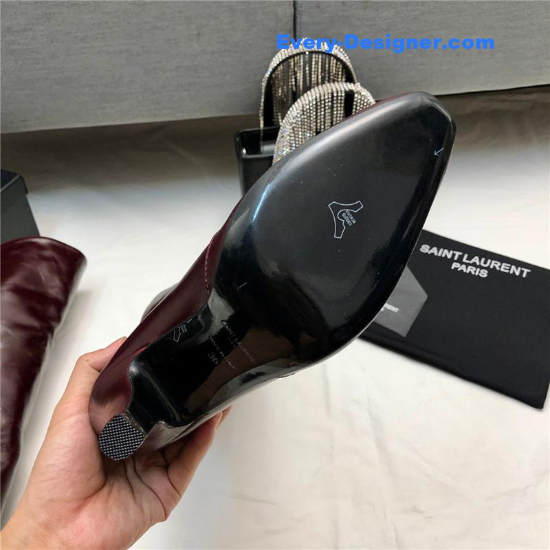 Sa1nt Lau*nt brown over-the-knee boots