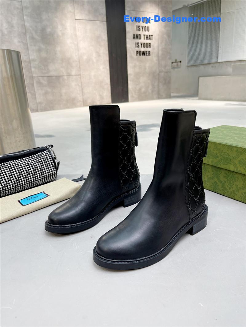 Gvc*1 classic cowhide printed embossed ankle boots