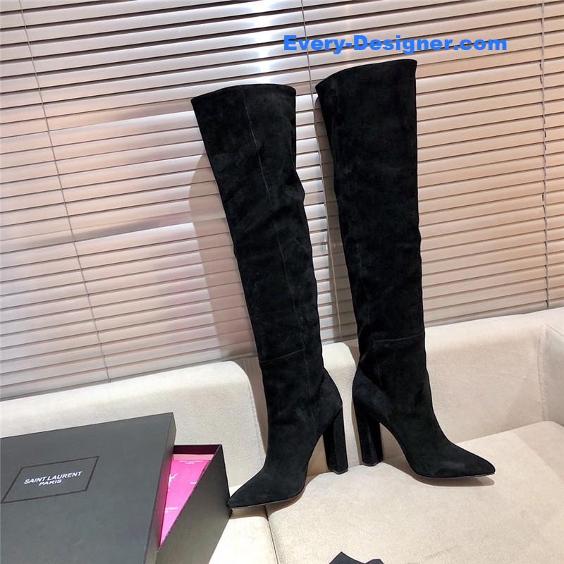 Sa1nt Lau*nt women’s black suede over-the-knee boots