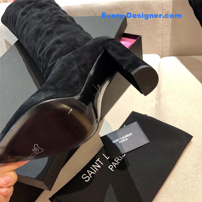 Sa1nt Lau*nt women’s black suede over-the-knee boots