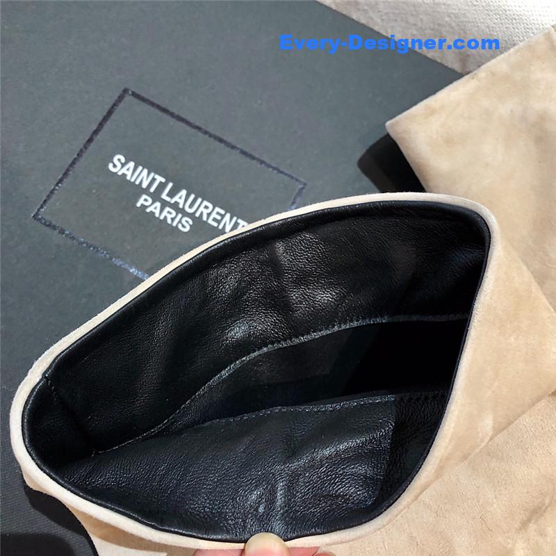 Sa1nt Lau*nt women’s beige suede over-the-knee boots