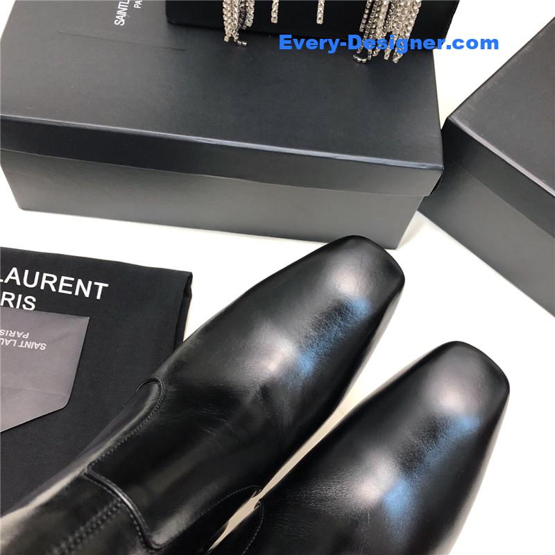 Saint Laurent Auteuil Black Leather Metal Heel Booties