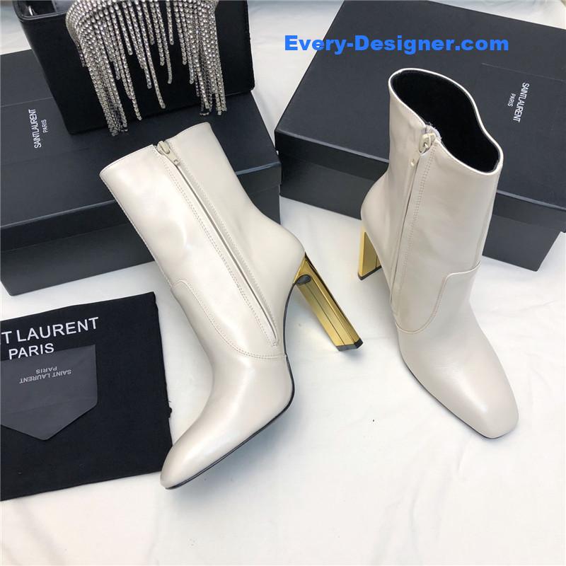 Sa1nt Lau*nt auteuil leather metal heel booties