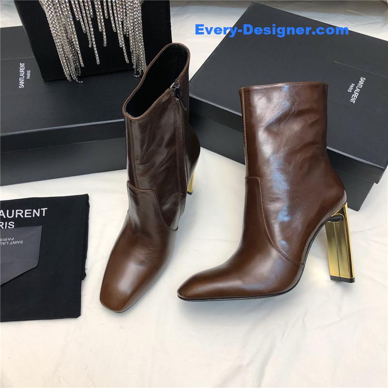 Saint Laurent Leather High-Heeled Ankle Boots