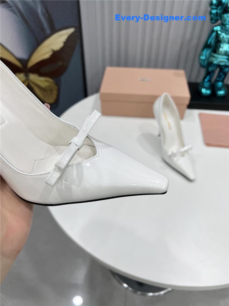 miumiu new two-color stitching high-heeled sandals