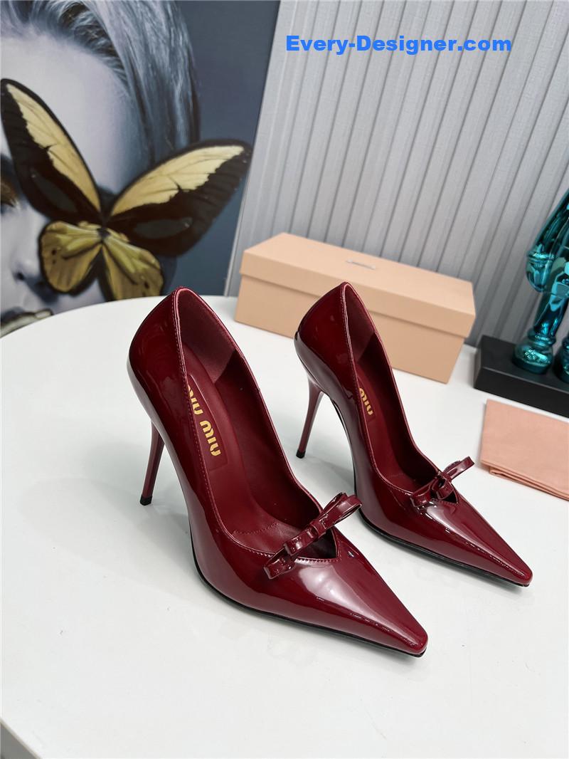 miumiu new two-color stitching high-heeled sandals