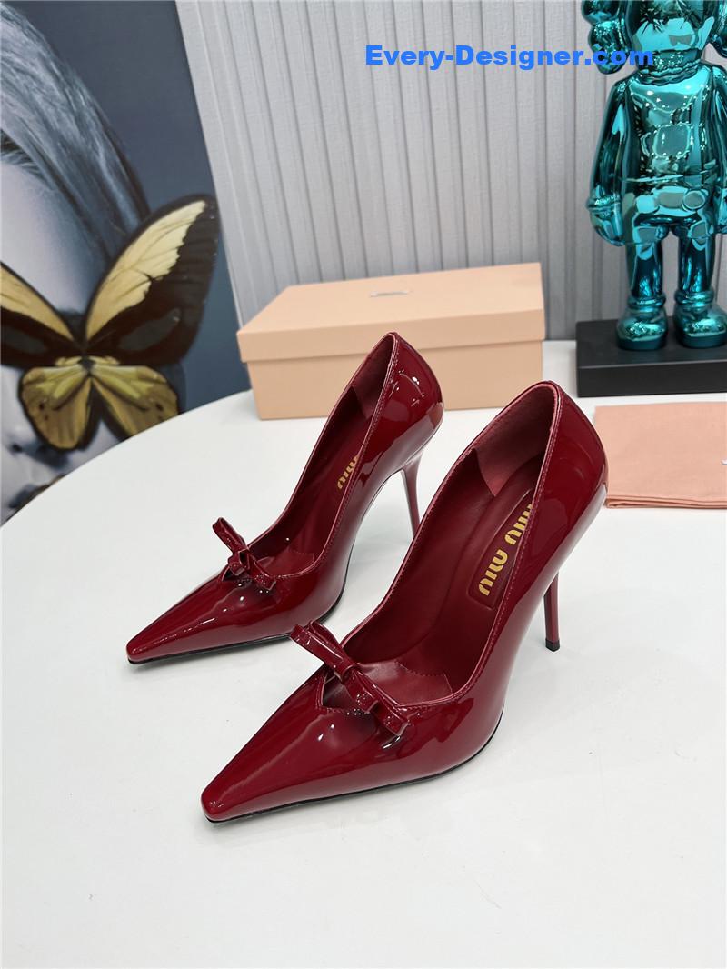 miumiu new two-color stitching high-heeled sandals