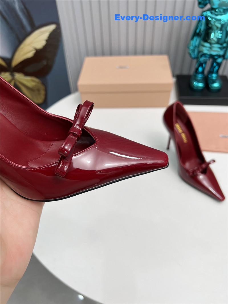 miumiu new two-color stitching high-heeled sandals