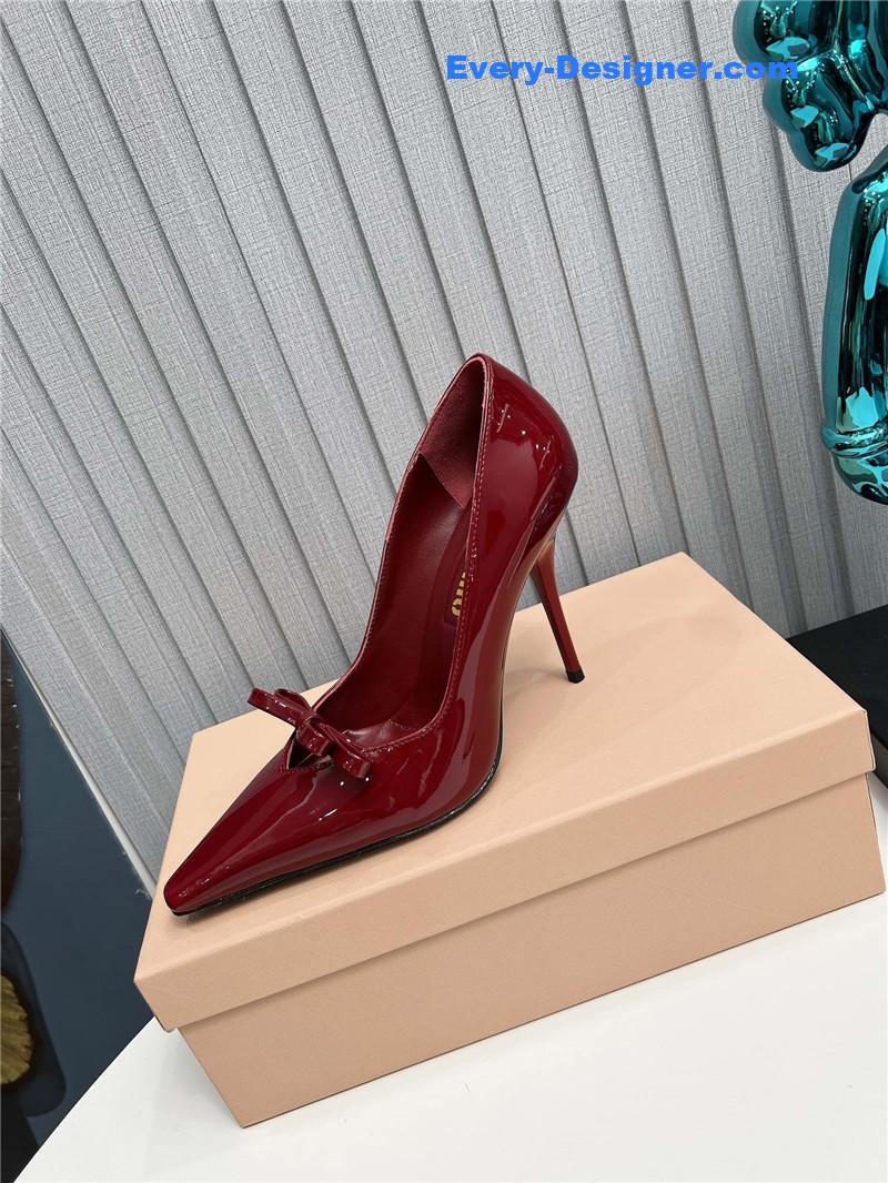 miumiu new two-color stitching high-heeled sandals