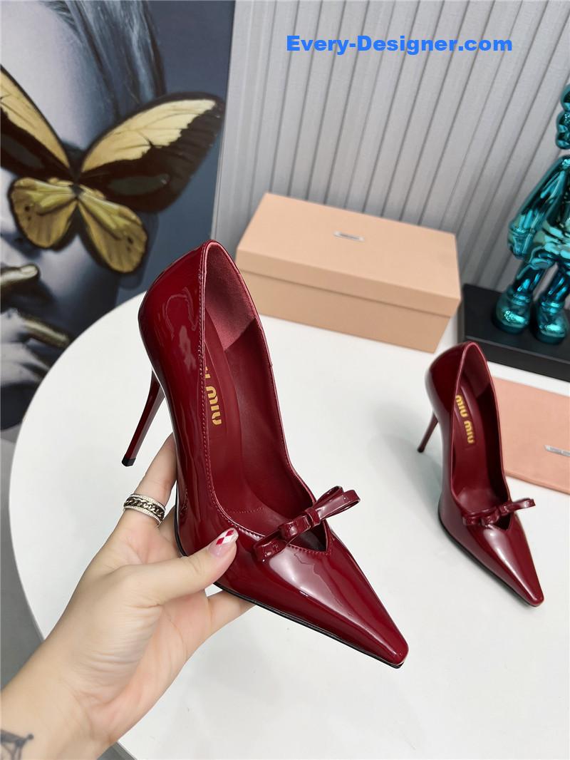 miumiu new two-color stitching high-heeled sandals
