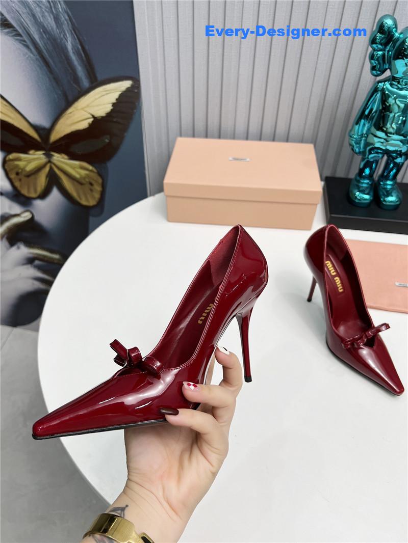 miumiu new two-color stitching high-heeled sandals