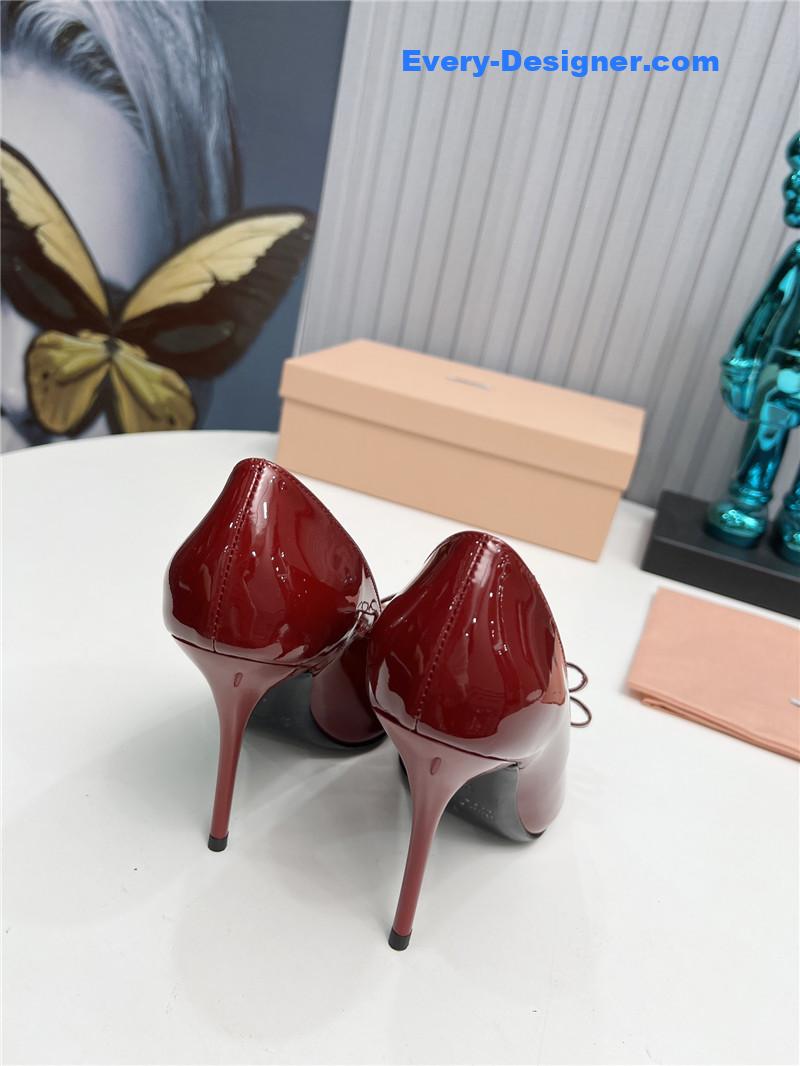 miumiu new two-color stitching high-heeled sandals