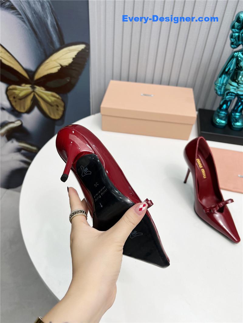 miumiu new two-color stitching high-heeled sandals