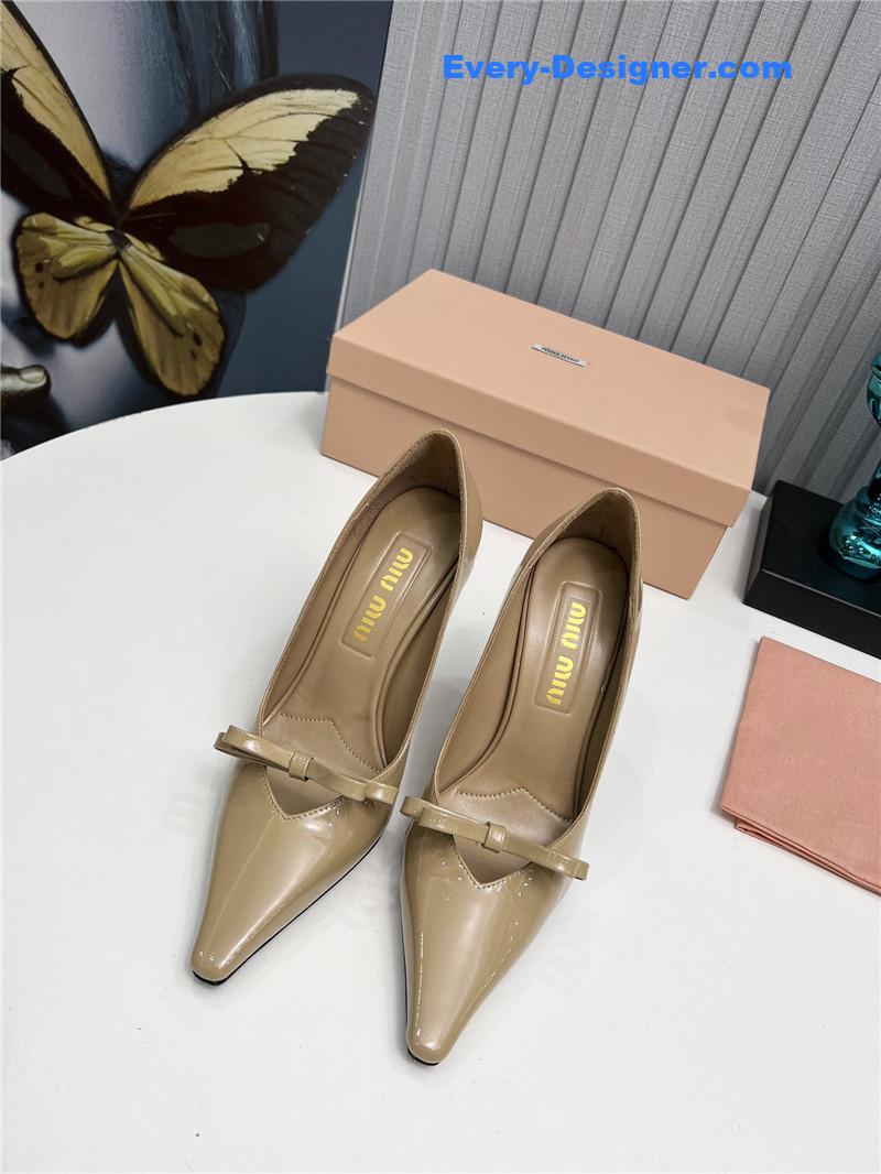 miumiu new two-color stitching high-heeled sandals