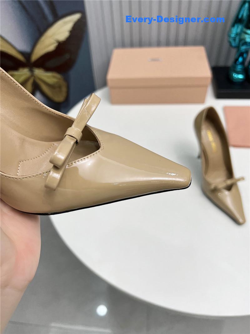 miumiu new two-color stitching high-heeled sandals