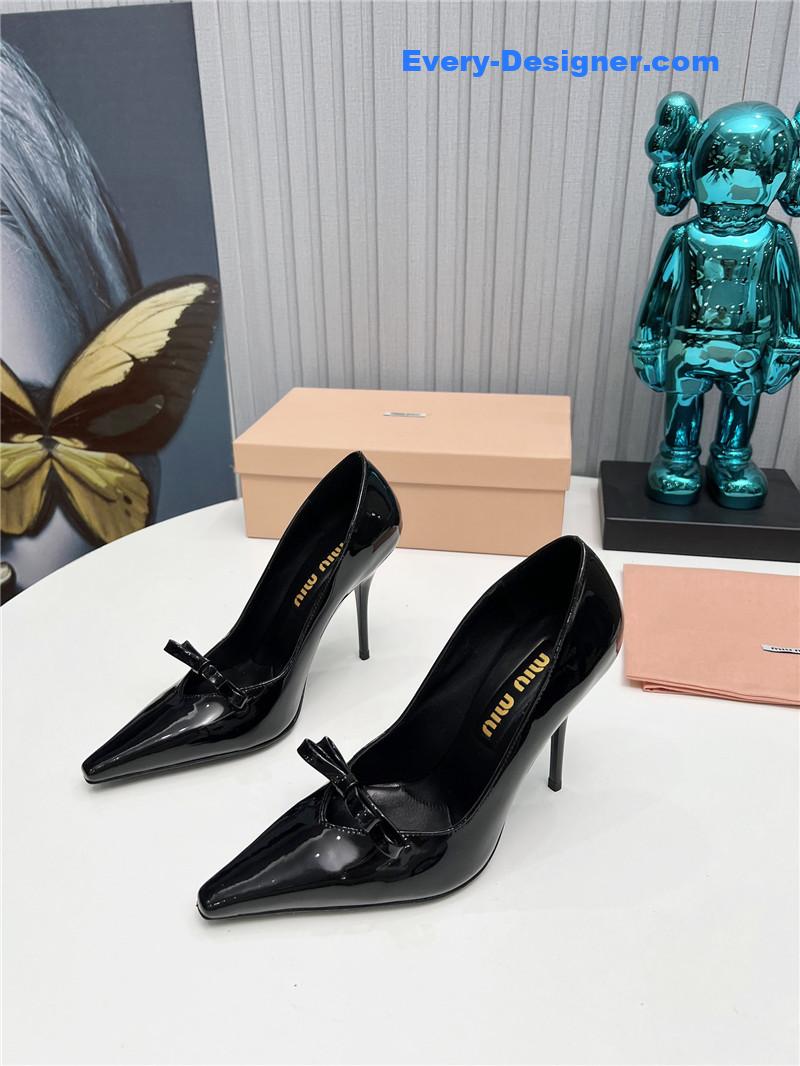 miumiu new two-color stitching high-heeled sandals