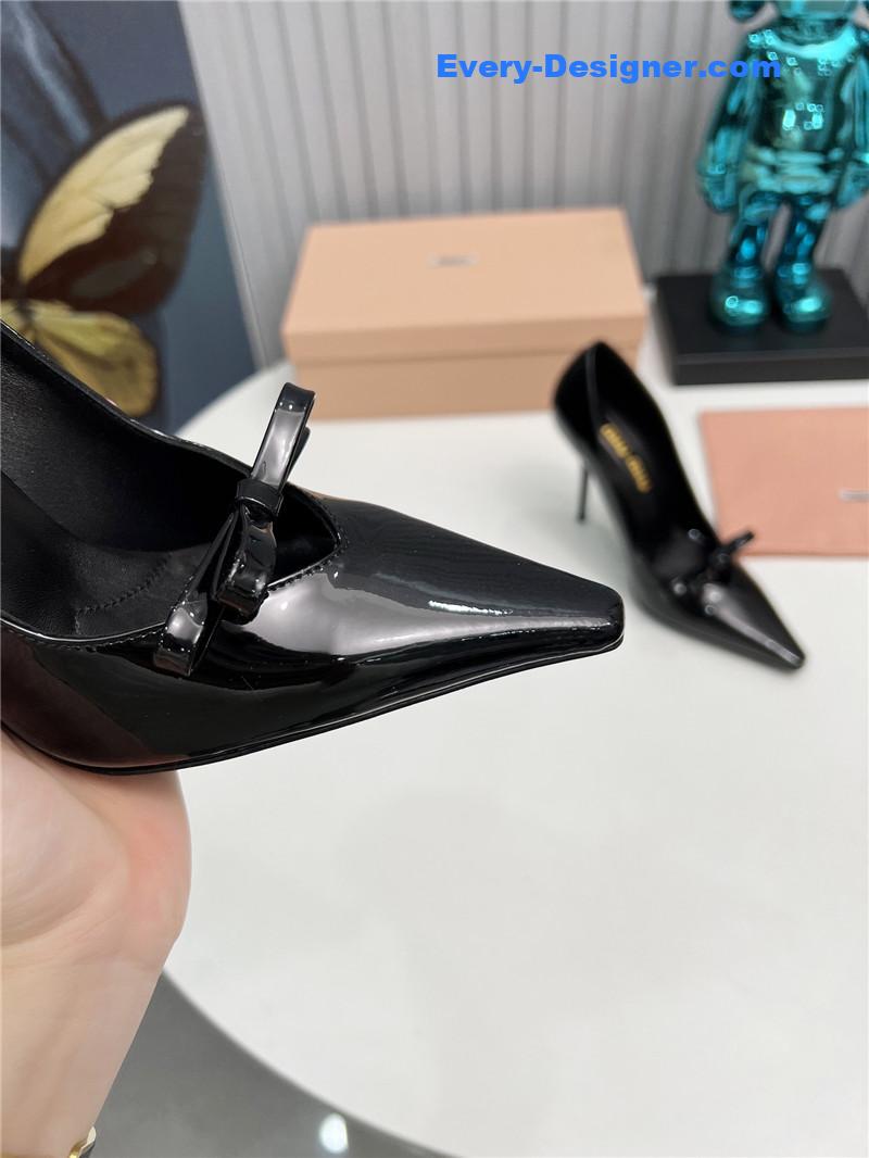 miumiu new two-color stitching high-heeled sandals