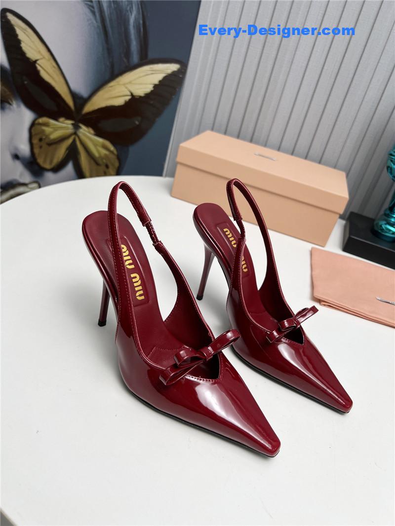 miumiu new two-color stitching high-heeled sandals