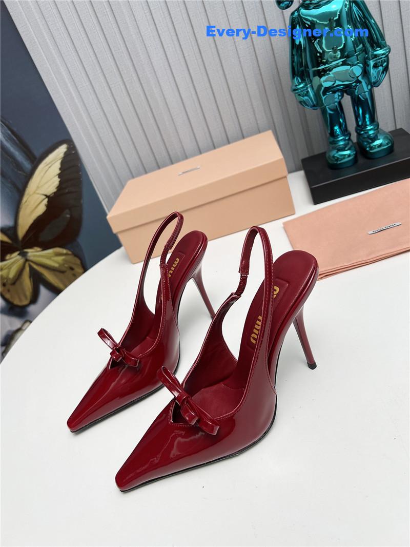 miumiu new two-color stitching high-heeled sandals