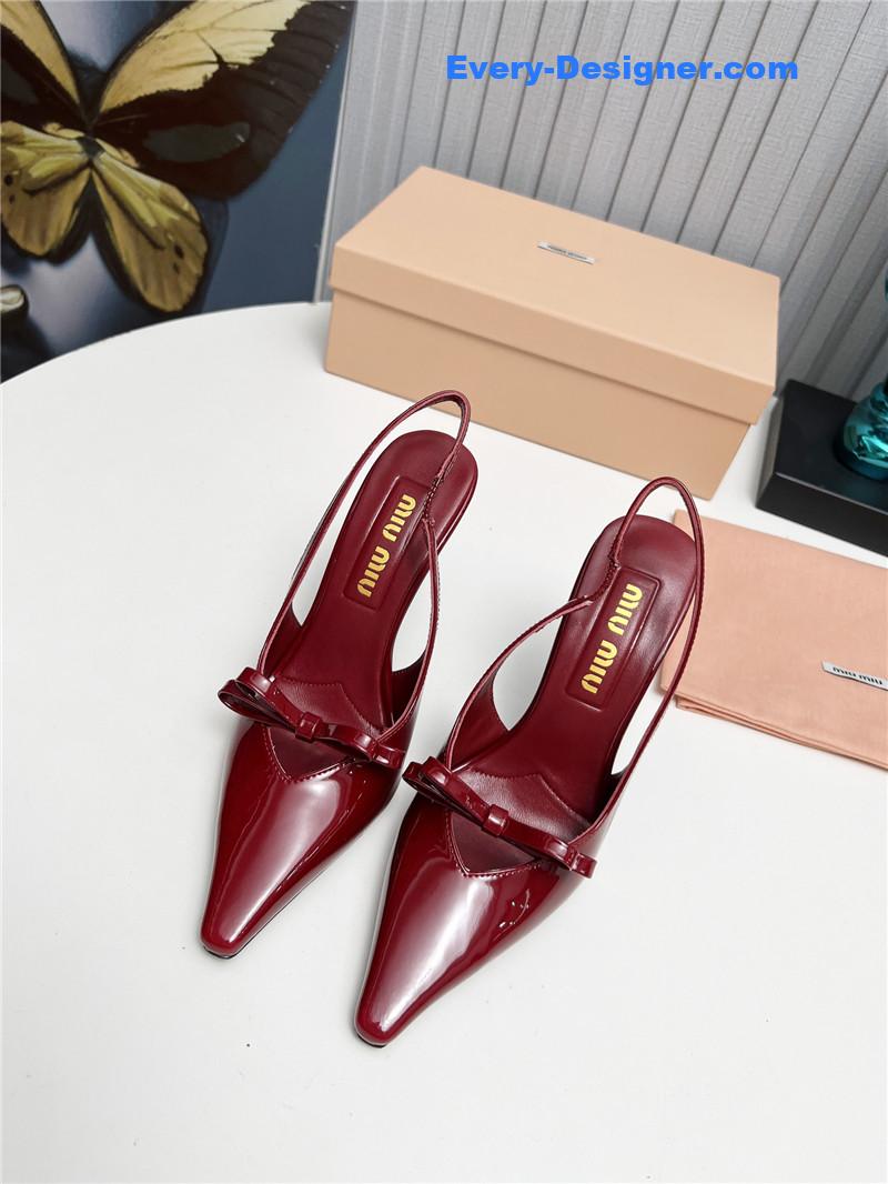 miumiu new two-color stitching high-heeled sandals