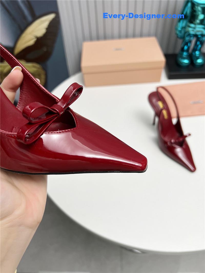 miumiu new two-color stitching high-heeled sandals