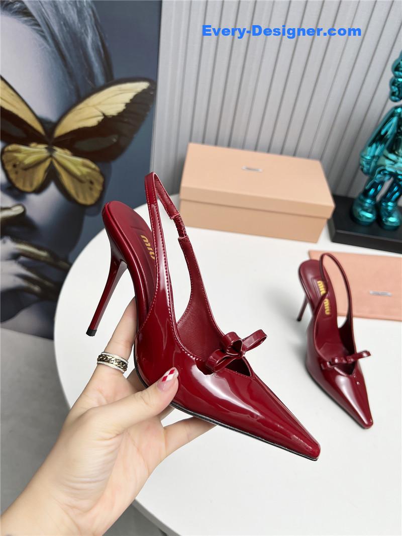 miumiu new two-color stitching high-heeled sandals