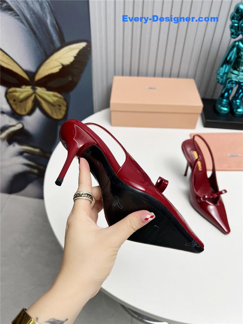 miumiu new two-color stitching high-heeled sandals