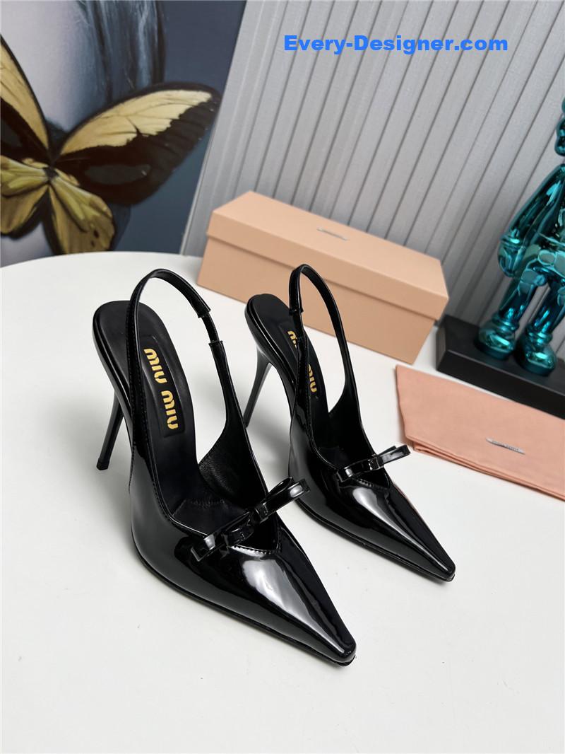 miumiu new two-color stitching high-heeled sandals