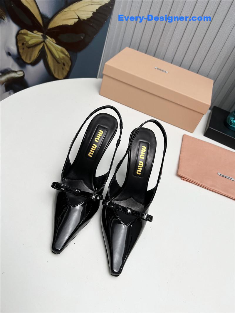 miumiu new two-color stitching high-heeled sandals