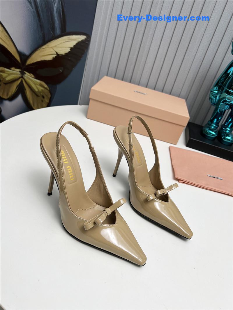 miumiu new two-color stitching high-heeled sandals