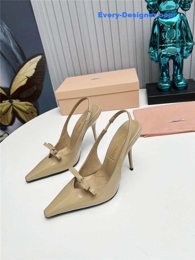 miumiu new two-color stitching high-heeled sandals