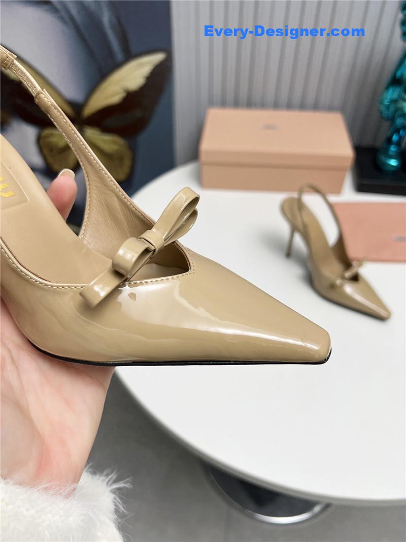 miumiu new two-color stitching high-heeled sandals