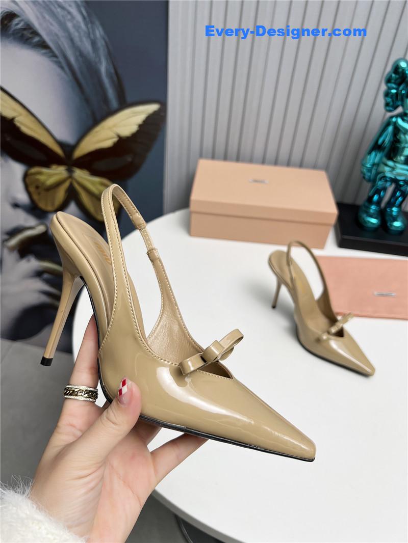 miumiu new two-color stitching high-heeled sandals