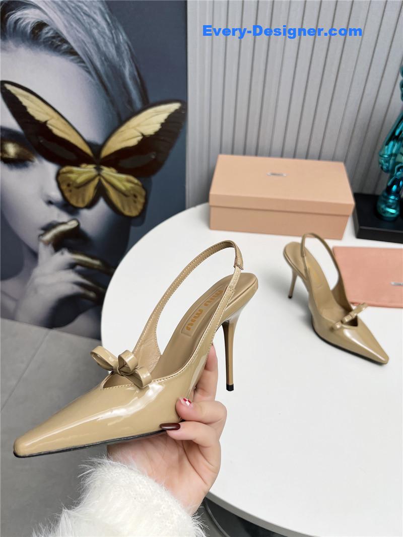 miumiu new two-color stitching high-heeled sandals