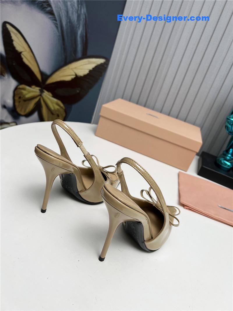 miumiu new two-color stitching high-heeled sandals