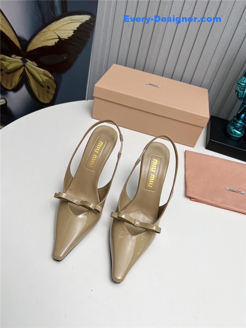 miumiu new two-color stitching high-heeled sandals