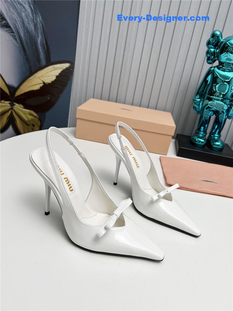 miumiu new two-color stitching high-heeled sandals