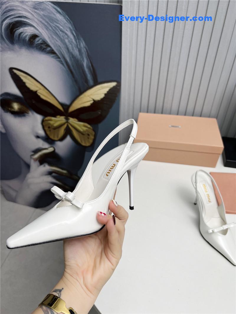 miumiu new two-color stitching high-heeled sandals