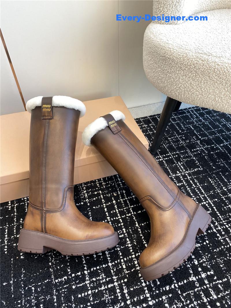 Miu Miu Fumé Leather Boots for Women
