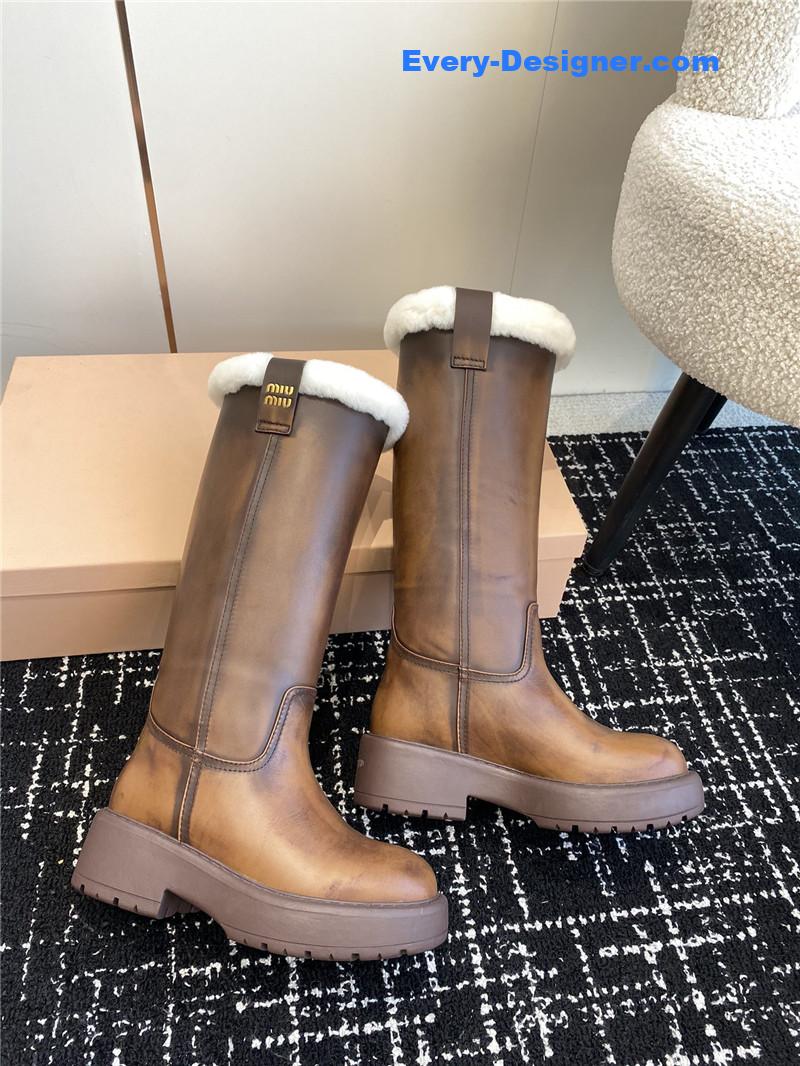 Miu Miu Fumé Leather Boots for Women